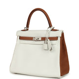 Hermes Special Order (HSS) Kelly Retourne 25 White and Gold Clemence Brushed Palladium Hardware - Thumbnail View 5