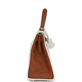 Hermes Special Order (HSS) Kelly Retourne 25 White and Gold Clemence Brushed Palladium Hardware - Thumbnail View 3