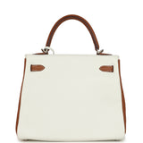 Hermes Special Order (HSS) Kelly Retourne 25 White and Gold Clemence Brushed Palladium Hardware - Thumbnail View 4
