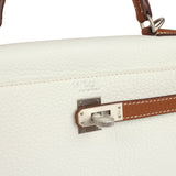 Hermes Special Order (HSS) Kelly Retourne 25 White and Gold Clemence Brushed Palladium Hardware - Thumbnail View 7