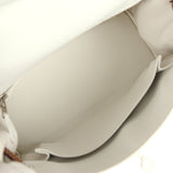 Hermes Special Order (HSS) Kelly Retourne 25 White and Gold Clemence Brushed Palladium Hardware - Thumbnail View 8