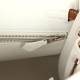 Hermes Special Order (HSS) Kelly Retourne 25 White and Gold Clemence Brushed Palladium Hardware - Thumbnail View 9