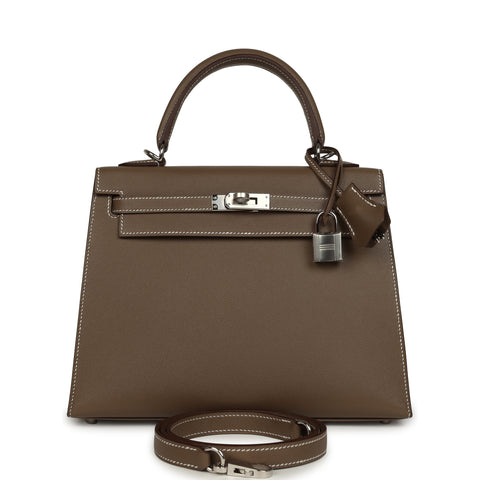 Hermes Kelly Sellier 25 Etoupe Madame Palladium Hardware