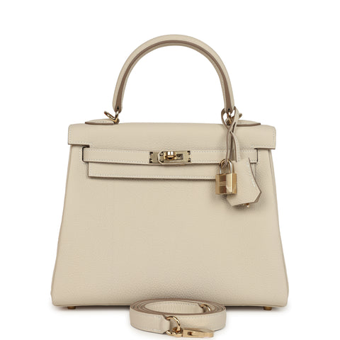 Hermes Kelly Retourne 25 Craie Togo Permabrass Hardware