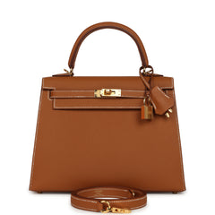 Hermes Kelly Sellier 25 Gold Epsom Gold Hardware