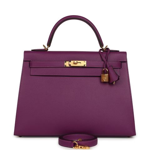 Hermes Kelly Sellier 32 Anemone Epsom Gold Hardware