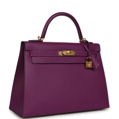 Hermes Kelly Sellier 32 Anemone Epsom Gold Hardware