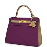 Pre-owned Hermes Special Order (HSS) Kelly Sellier 28 Anemone and Trench Togo Brushed Gold Hardware - Thumbnail View 5