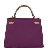 Pre-owned Hermes Special Order (HSS) Kelly Sellier 28 Anemone and Trench Togo Brushed Gold Hardware - Thumbnail View 4
