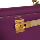 Pre-owned Hermes Special Order (HSS) Kelly Sellier 28 Anemone and Trench Togo Brushed Gold Hardware - Thumbnail View 7