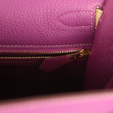 Pre-owned Hermes Special Order (HSS) Kelly Sellier 28 Anemone and Trench Togo Brushed Gold Hardware - Thumbnail View 8