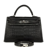 Hermes Special Order (HSS) Kelly Sellier 20 Black Matte Alligator Palladium Hardware - Thumbnail View 1