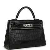 Hermes Special Order (HSS) Kelly Sellier 20 Black Matte Alligator Palladium Hardware - Thumbnail View 2