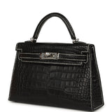 Hermes Special Order (HSS) Kelly Sellier 20 Black Matte Alligator Palladium Hardware - Thumbnail View 5