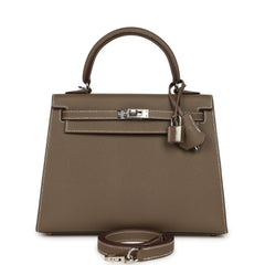 Hermes Kelly Sellier 25 Etoupe Epsom Palladium Hardware