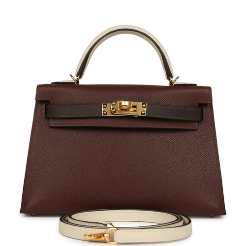 Hermes Kelly Sellier 20 Tri-color Terre, Ebene, Craie Epsom Gold Hardware