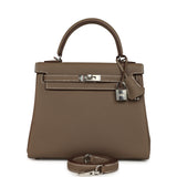 Hermes Kelly Retourne 25 Etoupe Togo Palladium Hardware - Thumbnail View 1