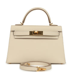 Hermes Special Order (HSS) Kelly Sellier 20 Craie Verso Epsom Gold Hardware
