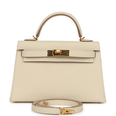 Hermes Special Order (HSS) Kelly Sellier 20 Craie Verso Epsom Gold Hardware
