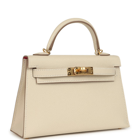 Hermes Special Order (HSS) Kelly Sellier 20 Craie Verso Epsom Gold Hardware