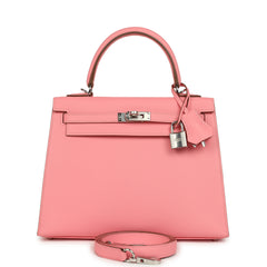 Hermes Kelly Sellier 25 Rose Confetti Epsom Palladium Hardware