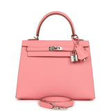 Hermes Kelly Sellier 25 Rose Confetti Epsom Palladium Hardware - Thumbnail View 1