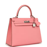 Hermes Kelly Sellier 25 Rose Confetti Epsom Palladium Hardware - Thumbnail View 2