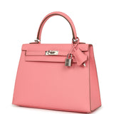 Hermes Kelly Sellier 25 Rose Confetti Epsom Palladium Hardware - Thumbnail View 5