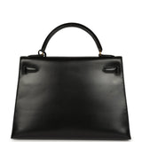 Vintage Hermes Kelly Sellier 32 Black Box Gold Hardware - Thumbnail View 4