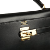 Vintage Hermes Kelly Sellier 32 Black Box Gold Hardware - Thumbnail View 7