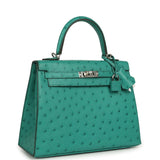 Pre-owned Hermes Kelly Sellier 25 Vert Verone Ostrich Palladium Hardware - Thumbnail View 2