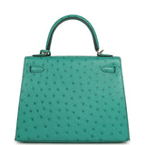 Pre-owned Hermes Kelly Sellier 25 Vert Verone Ostrich Palladium Hardware - Thumbnail View 4