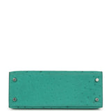 Pre-owned Hermes Kelly Sellier 25 Vert Verone Ostrich Palladium Hardware - Thumbnail View 6