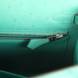 Pre-owned Hermes Kelly Sellier 25 Vert Verone Ostrich Palladium Hardware - Thumbnail View 9