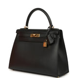 Pre-owned Hermes Kelly Sellier 28 Black Sombrero Gold Hardware - Thumbnail View 5