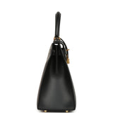 Pre-owned Hermes Kelly Sellier 28 Black Sombrero Gold Hardware - Thumbnail View 3