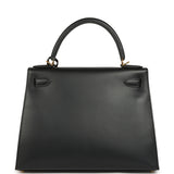 Pre-owned Hermes Kelly Sellier 28 Black Sombrero Gold Hardware - Thumbnail View 4