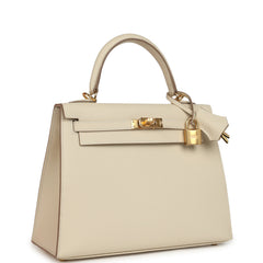 Hermes Kelly Sellier 25 Craie Epsom Gold Hardware