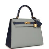 Hermes Special Order (HSS) Kelly Sellier 25 Bleu Glacier and Bleu Saphir Epsom Gold Hardware - Thumbnail View 2
