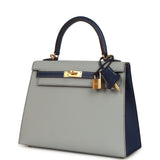 Hermes Special Order (HSS) Kelly Sellier 25 Bleu Glacier and Bleu Saphir Epsom Gold Hardware - Thumbnail View 5