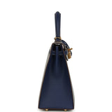 Hermes Special Order (HSS) Kelly Sellier 25 Bleu Glacier and Bleu Saphir Epsom Gold Hardware - Thumbnail View 3