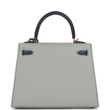 Hermes Special Order (HSS) Kelly Sellier 25 Bleu Glacier and Bleu Saphir Epsom Gold Hardware - Thumbnail View 4