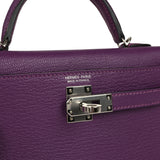 Pre-owned Hermes Kelly Sellier 20 Violet Verso Chevre Mysore Palladium Hardware - Thumbnail View 7