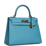 Pre-owned Hermes Kelly Sellier 28 Bleu Du Nord Epsom Gold Hardware - Thumbnail View 2