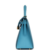 Pre-owned Hermes Kelly Sellier 28 Bleu Du Nord Epsom Gold Hardware - Thumbnail View 4