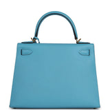 Pre-owned Hermes Kelly Sellier 28 Bleu Du Nord Epsom Gold Hardware - Thumbnail View 3