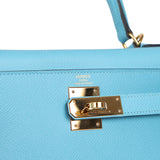 Pre-owned Hermes Kelly Sellier 28 Bleu Du Nord Epsom Gold Hardware - Thumbnail View 7