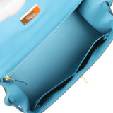 Pre-owned Hermes Kelly Sellier 28 Bleu Du Nord Epsom Gold Hardware - Thumbnail View 9