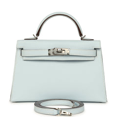 Hermes Kelly Sellier 20 Bleu Brume Epsom Palladium Hardware