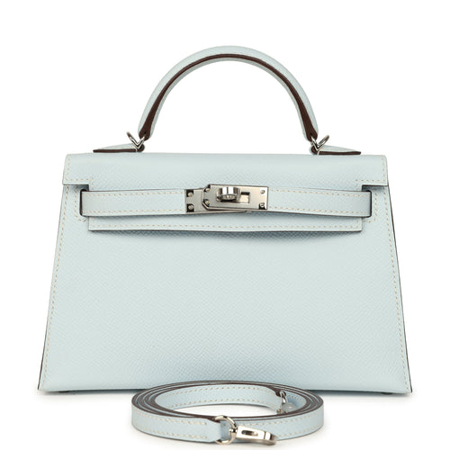 Hermes Kelly Sellier 20 Bleu Brume Epsom Palladium Hardware